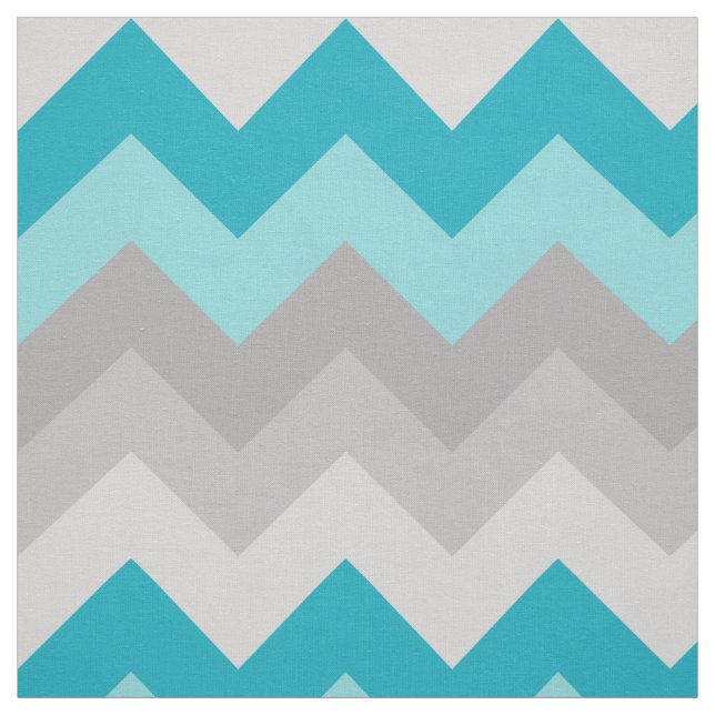 Turquoise Teal Blue Grey Gray Chevron Ombre Fabric (Swatch)