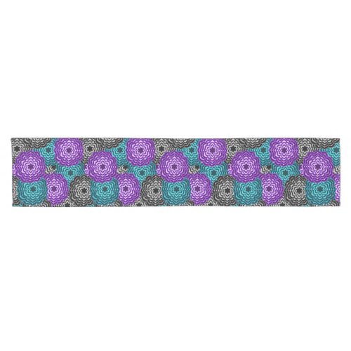 Turquoise Teal Blue Lavender Purple Grey Dahlia Short Table Runner