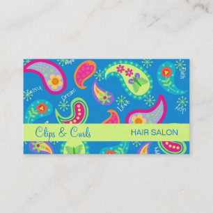 Turquoise Teal Blue Modern Paisley Pattern Business Card