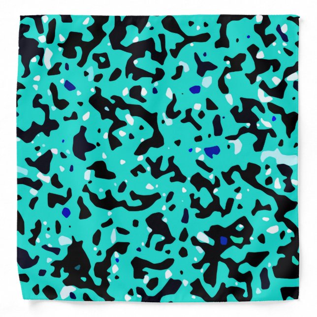 Turquoise Teal Blue Pattern Bandana (Front)