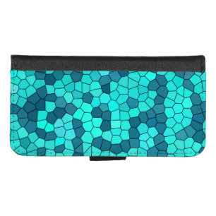 Turquoise Teal Blue Pattern iPhone 8/7 Wallet Case
