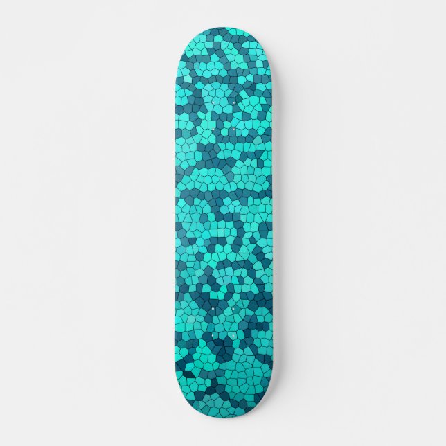 Turquoise Teal Blue Pattern Skateboard Deck (Front)