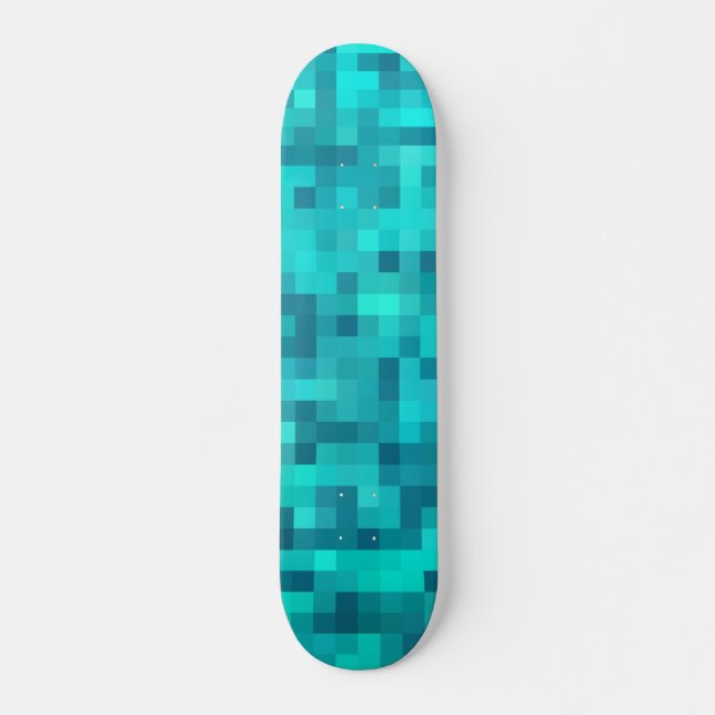 Turquoise Teal Blue Pattern Skateboard Deck (Front)