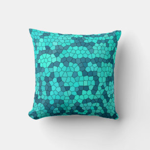 Turquoise Teal Blue Pattern Throw Pillow