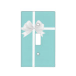 Turquoise Teal Blue &amp; White Bow Modern Chic Light Switch Cover at Zazzle