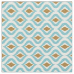 Turquoise Teal Brown Retro Chic Ikat Drops Pattern Fabric