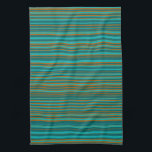 Turquoise Teal & Burnt Orange Stripes Kitchen Towel<br><div class="desc">This trendy modern kitchen towel features a simple horizontally striped pattern in a trendy split complimentary color palette of turquoise, teal and burnt orange. Cool turquoise hues pair perfectly with the warmer shades of burnt orange and teal, giving balance to the color scheme and just the right pop of color...</div>