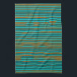 Turquoise Teal & Burnt Orange Stripes Kitchen Towel<br><div class="desc">This trendy modern kitchen towel features a simple horizontally striped pattern in a trendy split complimentary color palette of turquoise, teal and burnt orange. Cool turquoise hues pair perfectly with the warmer shades of burnt orange and teal, giving balance to the color scheme and just the right pop of color...</div>