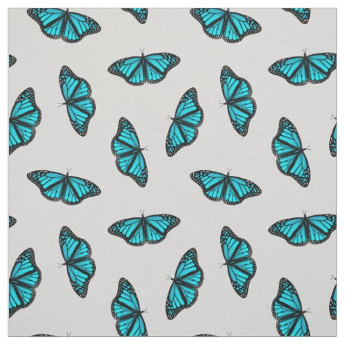 Turquoise teal butterflies pattern ANY color bkgrd Fabric