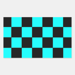 Turquoise Teal Checkerboard Chessboard Stickers 3