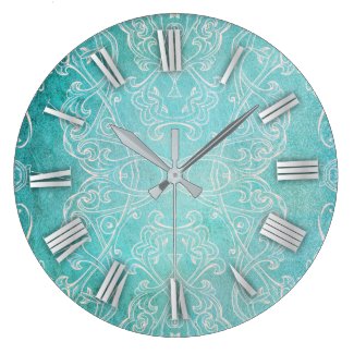 Turquoise Teal Classic Baroque Elegant Distressed 
