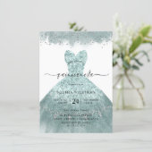 Turquoise Teal Dress Quinceanera Party Invitation (Standing Front)