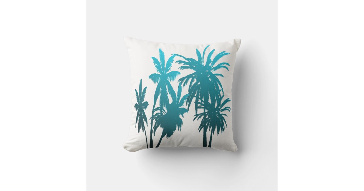 Handmade Brightly Colored Turquoise Tropical Floral Lumbar Throw Pillow
