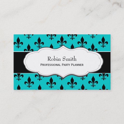 Customizable Turquoise / Teal Fleur de Lis business cards