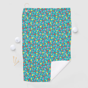 Turquoise Teal floral ditsy pattern Golf Towel