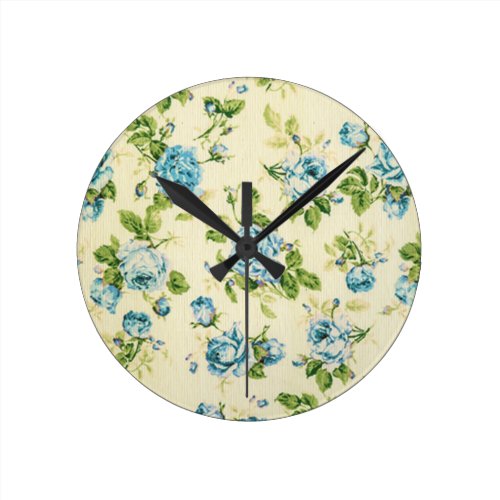 turquoise,teal,floral vintage,victorian,grunge, round clock