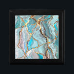 Turquoise Teal Geode Kintsugi Wedding Acrylic Tray Gift Box<br><div class="desc">Beautiful hand Painted Geodes Perfect for any Geode Inspired Occasion!</div>