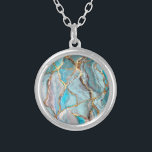 Turquoise Teal Geode Kintsugi Wedding Acrylic Tray Silver Plated Necklace<br><div class="desc">Beautiful hand Painted Geodes Perfect for any Geode Inspired Occasion!</div>