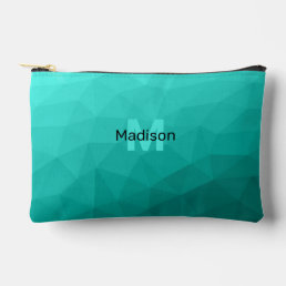 Turquoise teal geometric mesh pattern Monogram Accessory Pouch