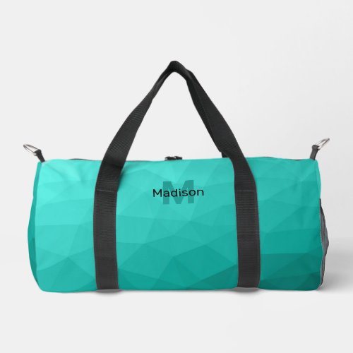 Turquoise teal geometric mesh pattern Monogram Duffle Bag