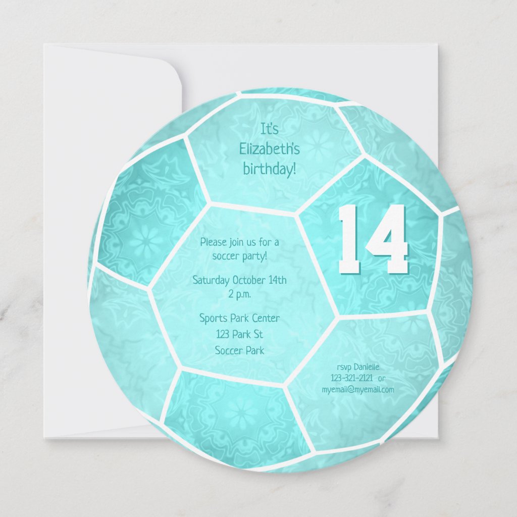 turquoise teal girl's soccer celebration announcement