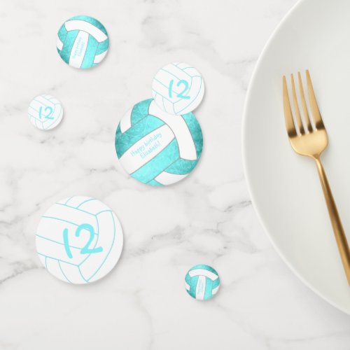 turquoise teal girls volleyball birthday party confetti