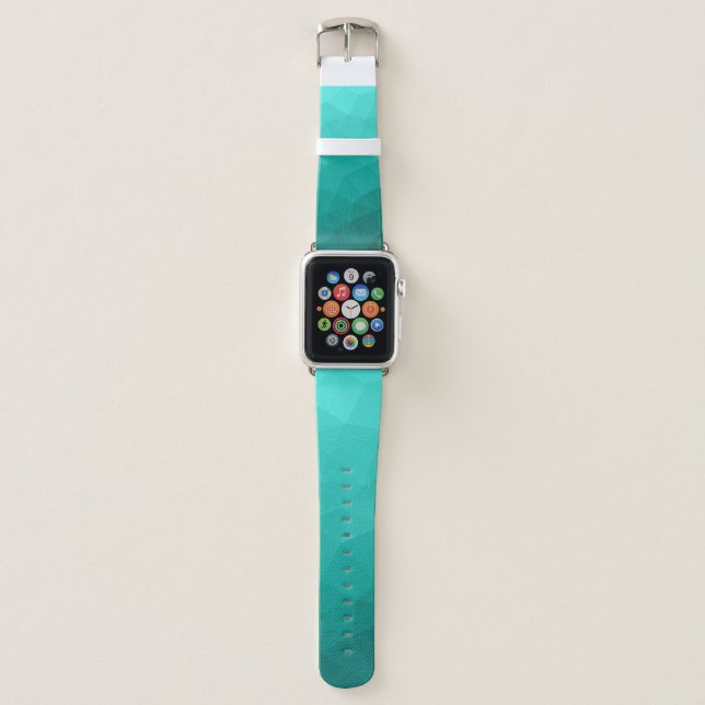 Turquoise teal gradient geometric mesh pattern apple watch band (Front)