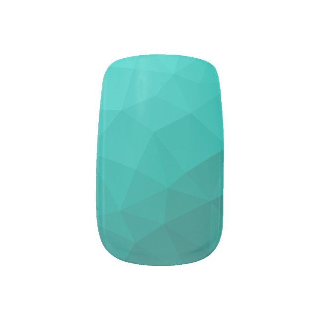 Turquoise teal gradient geometric mesh pattern minx nail art (Left Thumb)