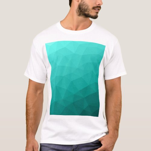 Turquoise teal gradient geometric mesh pattern T_Shirt