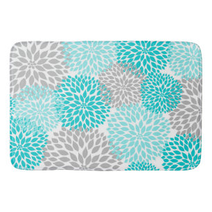 Turquoise Teal Gray Bathroom shower decor Mat