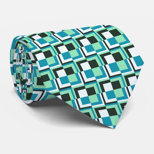 Turquoise Teal Green Blue Black White Grey Neck Tie