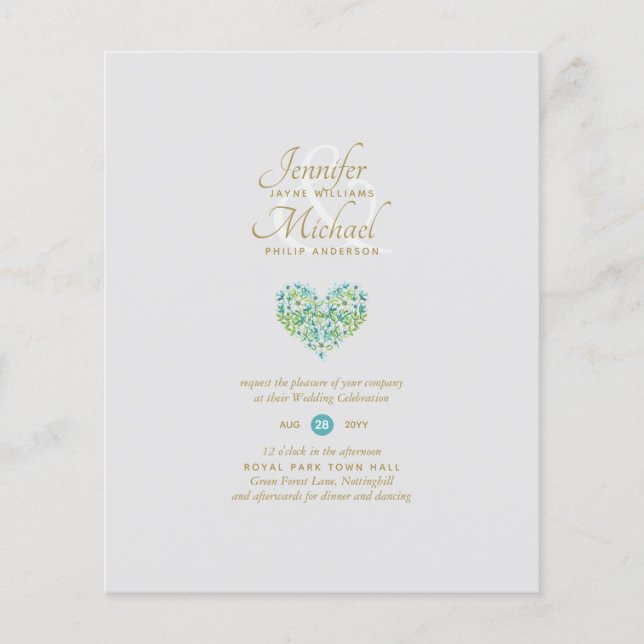 Turquoise Teal Heart Bridal Shower by Mail Wedding (Front)