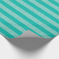 Turquoise, Teal LG Preppy Stripe 2X DIY BG Stars Wrapping Paper