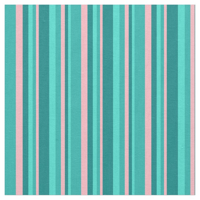 Turquoise, Teal, Light Pink & Light Sea Green Fabric (Close Up)