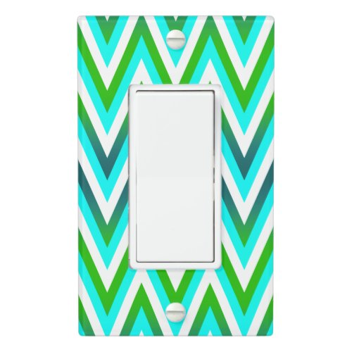 Turquoise Teal Lime Green Chevron Zigzag Pattern Light Switch Cover