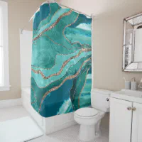 Turquoise & Faux Silver Agate Kitchen Towel Teal Marble 