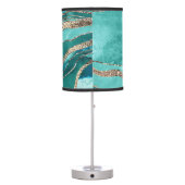 Turquoise Teal Marble Agate Gold Glitter Glam #1  Table Lamp (Back)