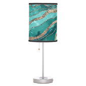 Turquoise Teal Marble Agate Gold Glitter Glam #1  Table Lamp (Right)
