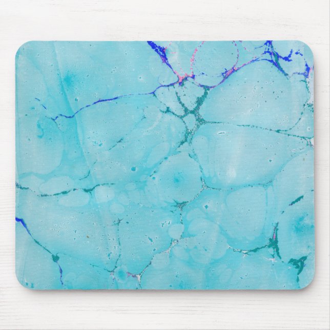 Turquoise Teal Marble Paint Abstract Watercolor Mouse Pad (Front)