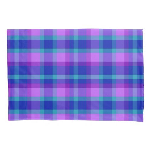 Turquoise Teal Navy Blue Purple Lavender Plaid Pillowcase