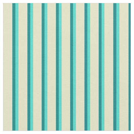 Turquoise, Teal & Pale Goldenrod Colored Stripes Fabric