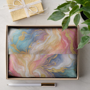 Turquoise Teal Pink Aqua Blue Purple Gold Marble Tissue Paper