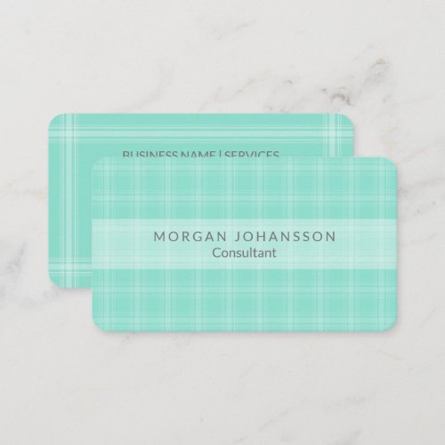 Turquoise Teal Plaid Simple Stripe Modern Elegant Business Card