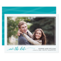 Turquoise Teal Relax Script Save the Date Photo Card