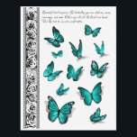 Turquoise Teal Rose Floral Watercolor 3D Butterfly Temporary Tattoos<br><div class="desc">Create your own 3D butterfly tattoos, personalized script calligraphy, and floral rose arm band on a beautiful DIY template for temporary tattoos. The elegant watercolor turquoise teal monarch butterflies illustrated by the artist Raphaela Wilson have a dark shadow that make these graceful garden beauties appear to pop above the surface...</div>