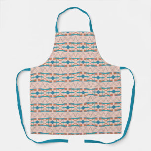 Turquoise Teal Rust Coral Horizontal Southwest Apron