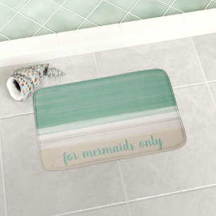 Turquoise Teal Sand Modern Ocean Beach Custom Bath Mat