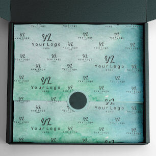 Turquoise Teal Watercolor Logo Business Packaging Tissue Paper
