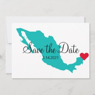 Turquoise Teal Watercolor Mexico Destination Save The Date