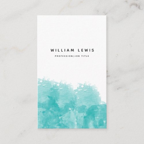 Turquoise Teal Watercolor QR Code Social Media Business Card
